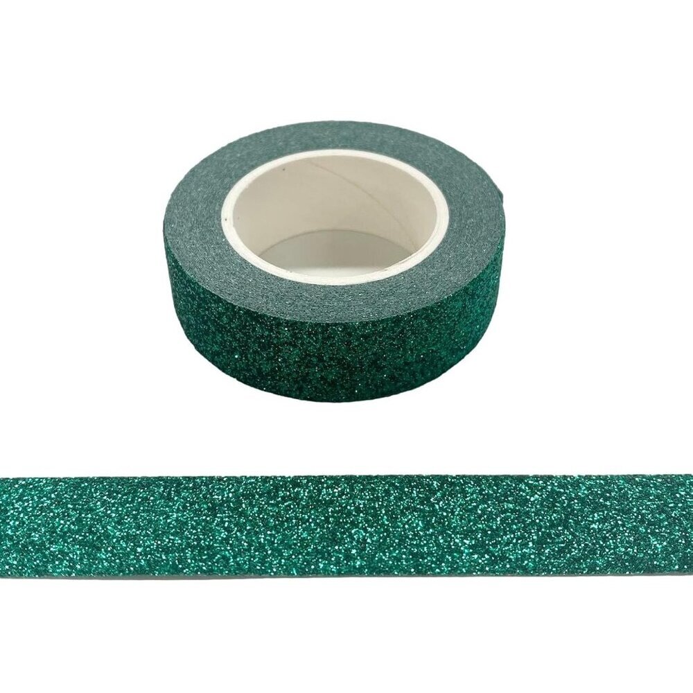 Green Glitter Washi Tape Decorative Self Adhesive Stick On Sticky Glitter Trim